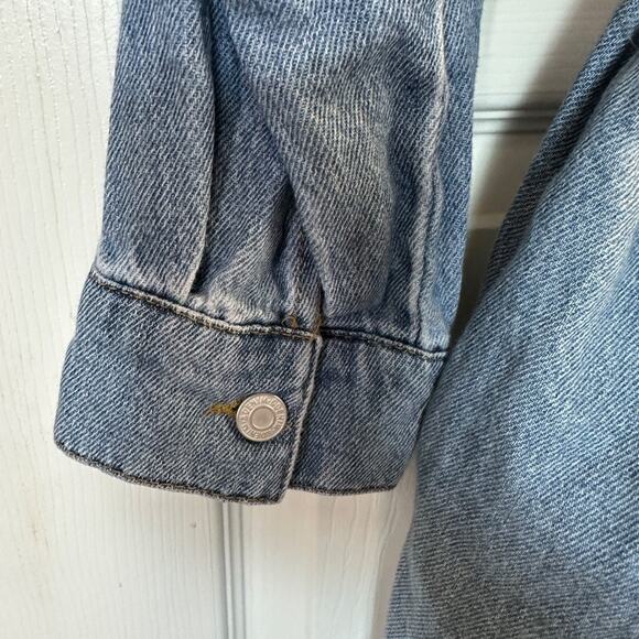 h&m &denim chambray shirt dress large & vintage woven belt western casual - Picture 6 of 9